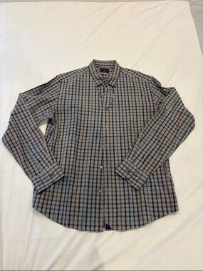 UNTUCKit Men's Plaid Button-Up Shirt in Burgundy Blue and Gray
